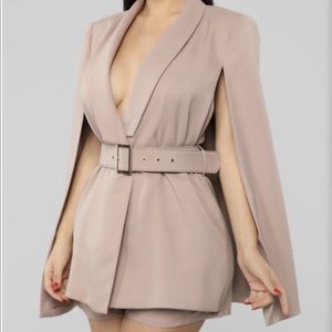 Fashion Nova “Working Overtime” Blazer Cape Dress